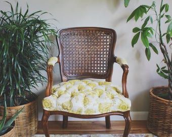 Cane Chair Mid Century Chair Boho Decor Eclectic Furniture Antique Chair Tufted Chair Mid Century Modern Chair Art Loves Antiques Rustic