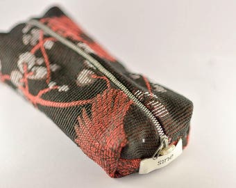 Trousse à stylo trousse de rangement zippée pochette tissu pencil case inspiration japonaise noire rouge cadeau
