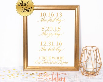 Foil Metallic Sign, Wedding Sign, Real Gold Foil Sign, The First Day, The Yes Day, The Best Day
