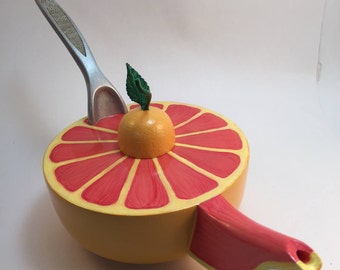 A Whimsical Teapot Hand crafted turned on a wood lathe,handpainted,carved.