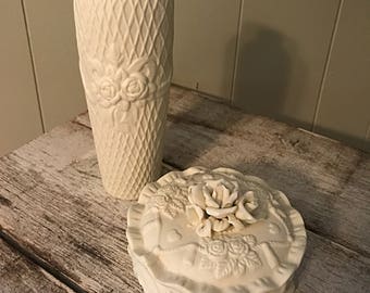 Porcelain Jewelry Box and Flower Vase