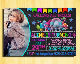 Trolls Birthday Invitation, Trolls Birthday Party, Trolls Invitation, Trolls Birthday, Trolls Party Invitation, Trolls Party Ideas, Trolls