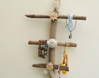 Driftwood jewelry display