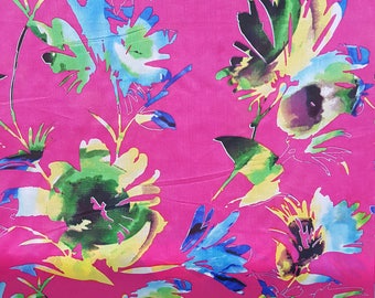 Floral silk fabric | Etsy