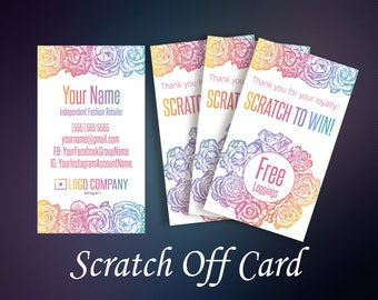 Scratch Off Cards, Scratch To Win, Prize Cards, Loyalty Cards, Business Cards, Digital Files, Home Office Approved Color&Fonts