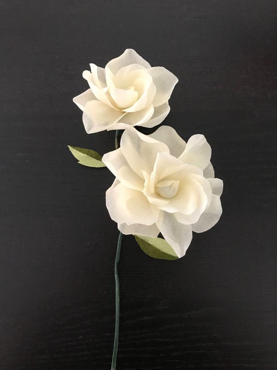 Gardenia crepe paperHandmade_Two flowers in one stem
