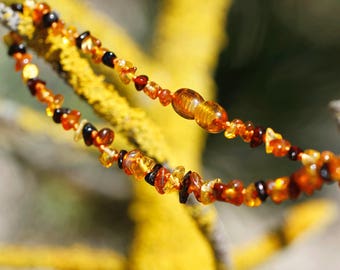 Amber necklace | Rainbow Amber necklace for boy | Baltic Amber teething necklace | Baby boy amber necklace | Rainbow baby gift | 13" | V21