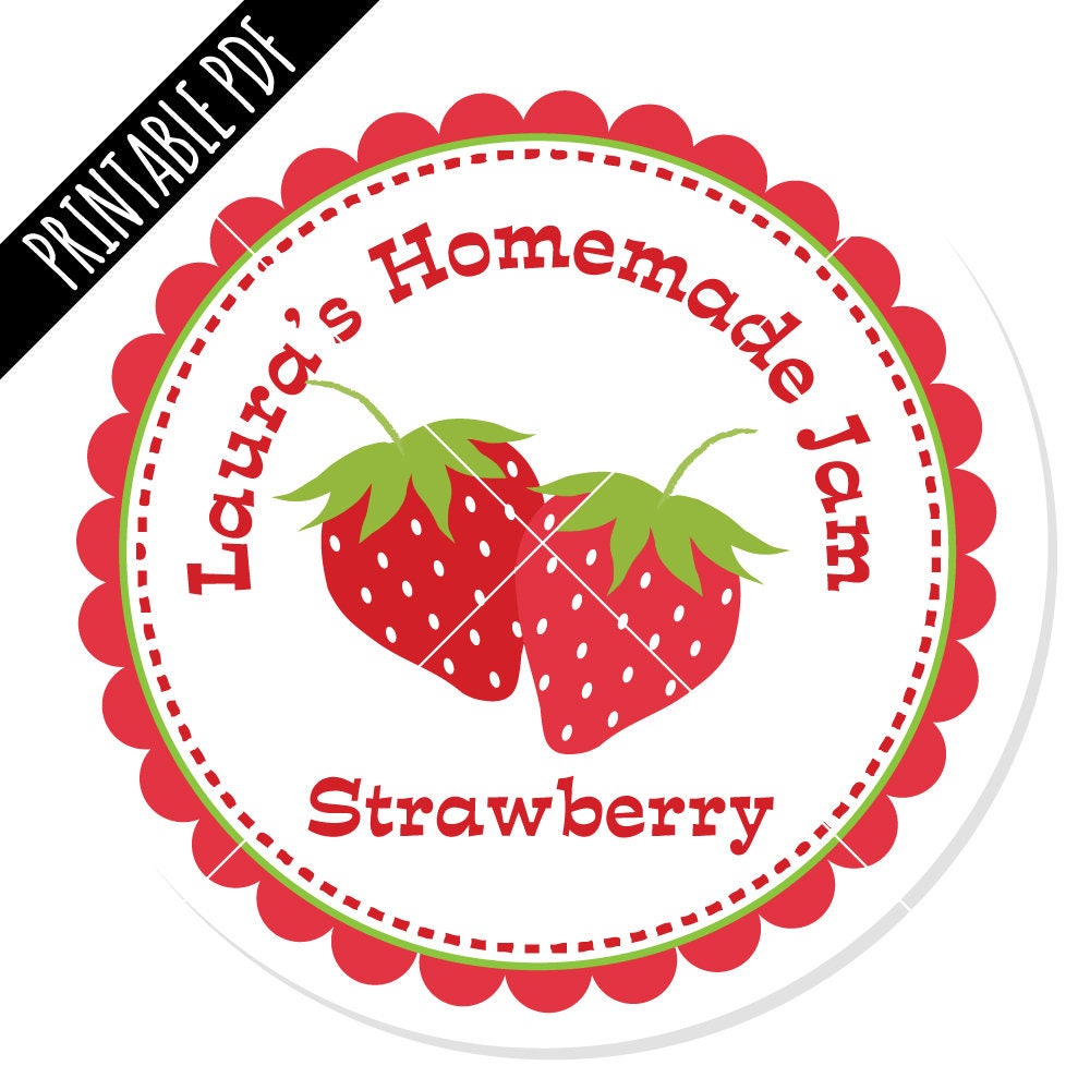 Personalized Strawberry PDF Tags or Stickers PRINTABLE FILE