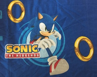Rare Sonic The Hedghog TWIN FLAT Sheet- Reclaimed Bed Linens