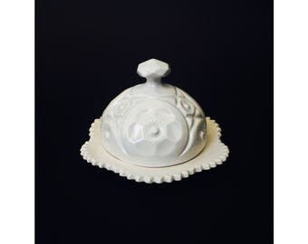 Vintage White Ceramic Butter Dish