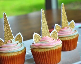 Unicorn Cupcake Toppers. Unicorn Birthday. Handcrafted in 2-3 Business Days. Unicorn Party Supplies. Unicorn Horn. Set of 12.