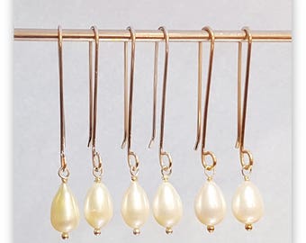 Pearl Dangle Drop Earrings, Bridal Shower, Dangle Earrings, Genuine White Pearl, Pearl Earrings, Handmade, Pearl Jewelry, Venexia Jewelry