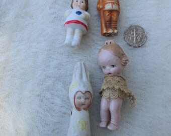 Penny Dolls Frozen Charlotte Dolls Lot of Vintage or Antique Bisque Dolls Set of Four Two Are Armless