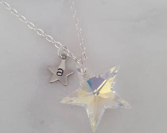 Twinkle -Crystal AB- Personalised Swarovski Star Necklace, Star Jewelry, Wedding, Christmas, Stocking Filler, Customise, birthday,