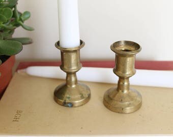 Made in Italy Brass Candlesticks, Pair of 3 inch Brass Candlesticks, Brass, Candle Holders, Brass Candlesticks, Vintage Candlesticks
