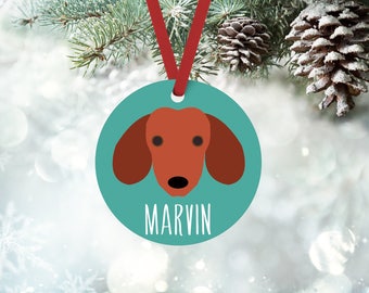 Dachshund ornament, personalized with custom name, custom Dachshund Christmas ornament, Christmas gift