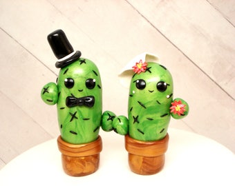 Cactus Wedding Cake Toppers Bride and Groom Cake Decoration Southwest Wedding Decor Ideas Cactus Cake Topper