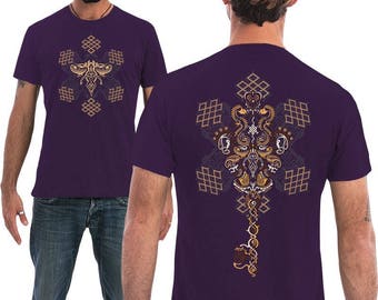 Purple Mens T shirt, Sacred Geometry Shirt, Spiritual, Psychedelic Shirt, Mens Festival Clothing, For Him, Psy Trance, Goa Fashion