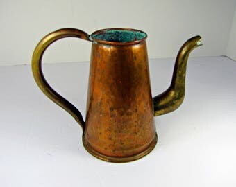 Vintage HAMMERED COPPER PITCHER Tarnish Patina Dinanderie Veritable Belgium