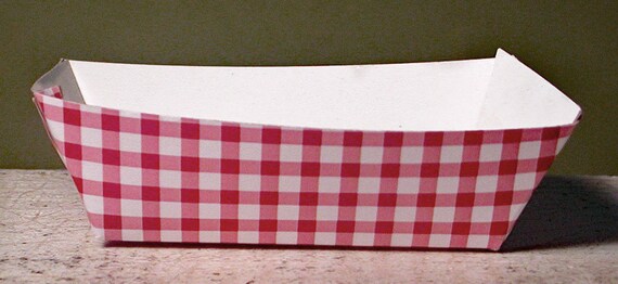 Red Gingham Paper Food Tray - Set of 12 Il_570xn