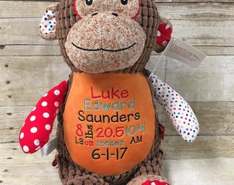 Birth Stat Stuffed Animal, Personalized stuffed animal, Baby gift, Baby keepsake, Embroidered stuffed animal