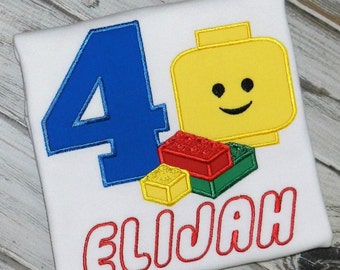 Lego Birthday Shirt / Personalized / Blocks / Lego Head