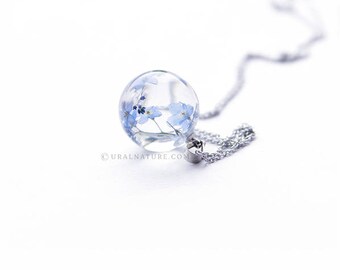 Forget me not necklace | Forget-me-not flower jewelry | Blue Flowers necklace | Forgetmenot flower | Real flowers jewellery Resin Necklace