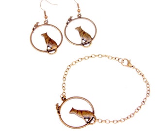 Set Bracelet and Earrings cat