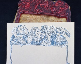 Antique Rubber Stamps Anthropomorphic Animals Elephant Ostrich Pelican French