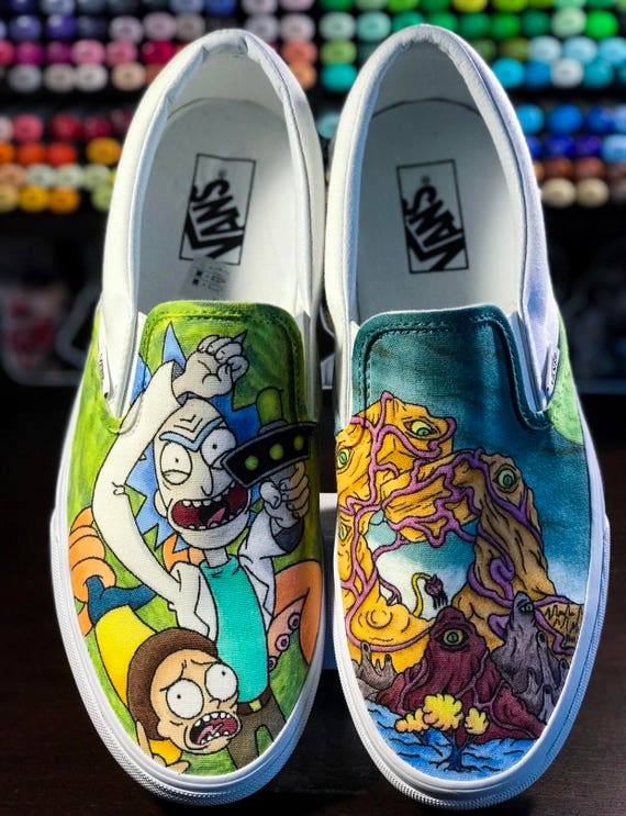 Rick & Morty Custom Vans Slip Ons