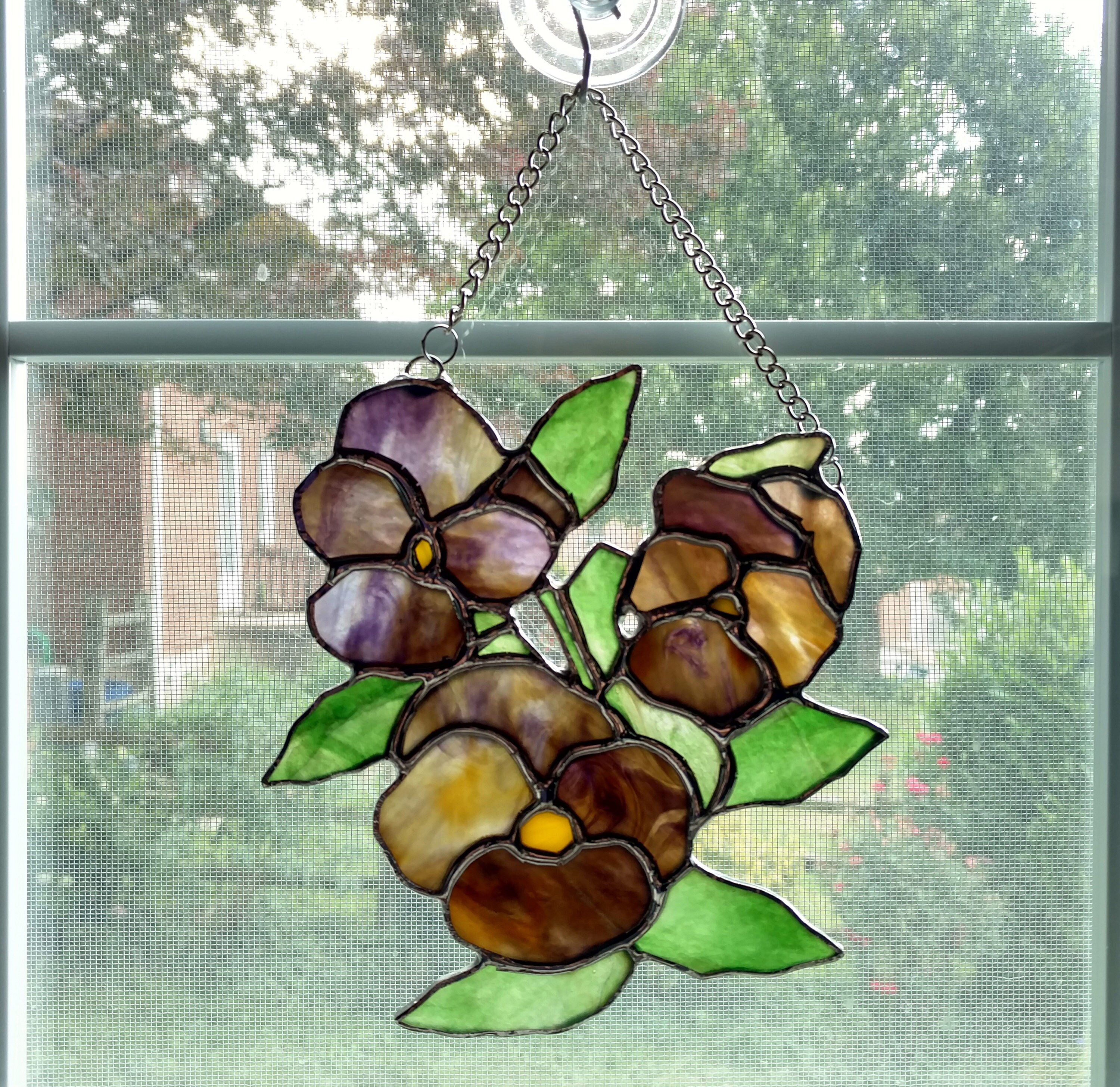 Pansies Stained Glass Suncatcher Stained Glass Flower