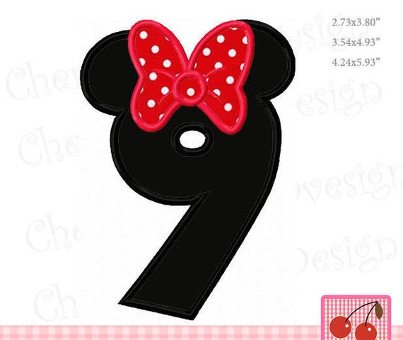 number 9 mouse ears number 9 minnie birthday machine