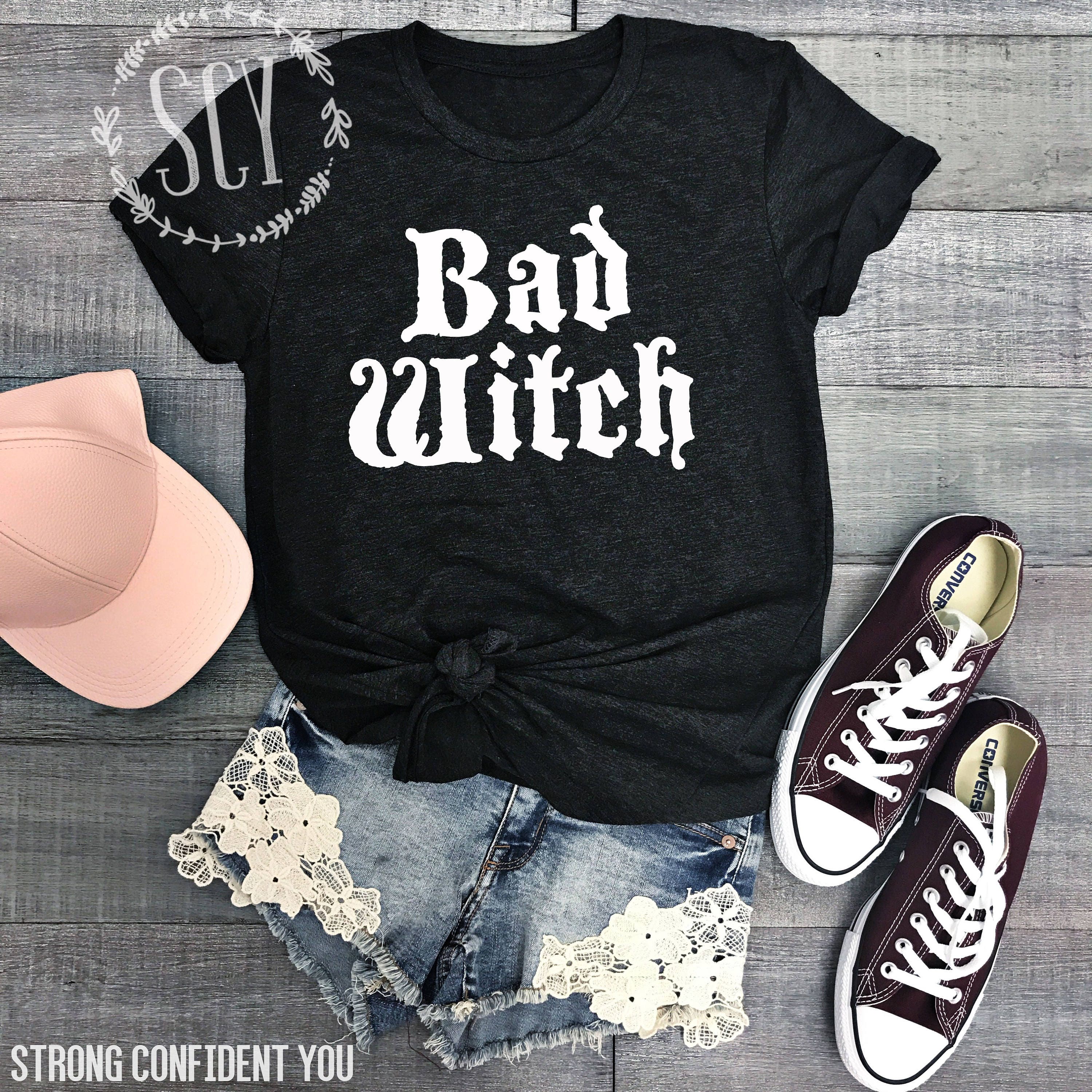 Bad Witch Tee Shirt - Halloween Tee Shirt - Witch Shirt - Halloween Womens Top - Witch Tee Shirt