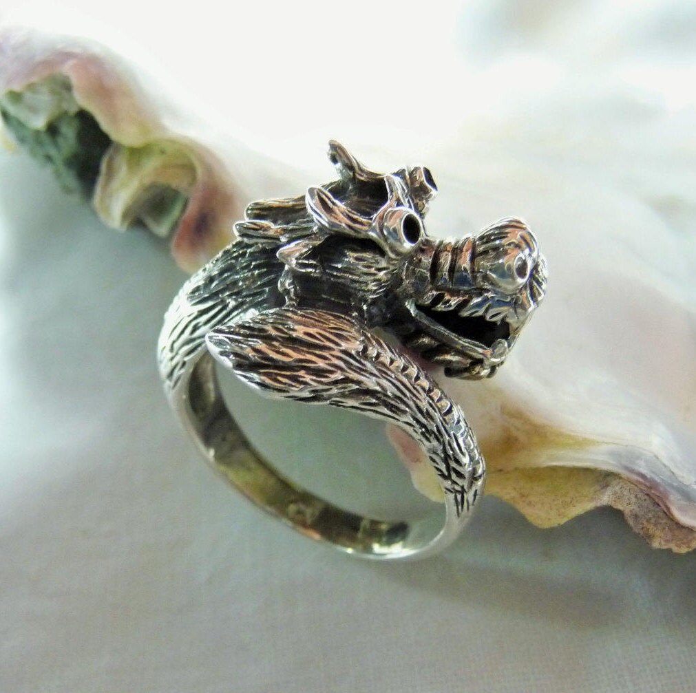 Dragon Ring Sterling Silver Fantasy Creature Myth Woodland