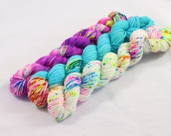 Mini skein set, hand dyed yarn, mini skein, sock yarn mini, fingering weight, hand dyed mini skein, sock yarn mini, speckled mini skein