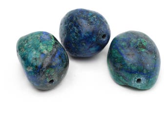 Vintage Genuine Turquoise Nugget Stones 20-22mm 3pcs