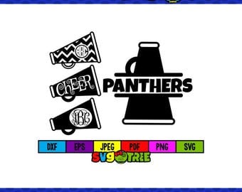 Panthers SVG Cheerleader SVG Cheer SVG Panther svg Megaphone svg Cheer Mom svg Cheer Mom Shirt Cricut Files dxf files vector art svg bundle