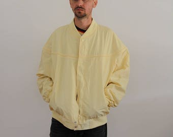 Derby Style Yellow Nylon Bomber Jacket Mens Large