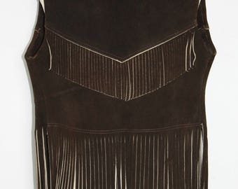 HUIFUAO Gilet long à franges pour femme sans manches Cowgirl Tenue de