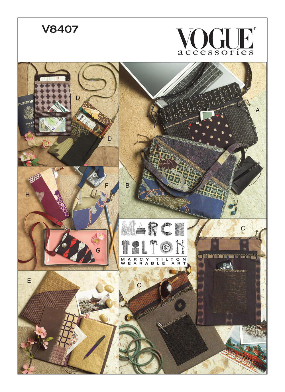 Vogue V8407 Sewing Pattern Bags Eyeglass Case and Journal