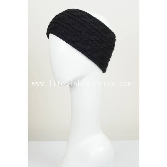 Black Knitted Headband Winter Headband for Women