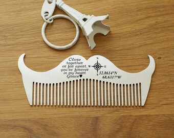 Personalized men's gift, Custom Beard Comb, High Quality stainless steel Beard Comb, Personalized stainless steel Beard Comb, Gift for him