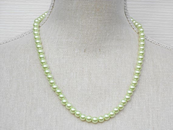 Pale Green Pearl Necklace Wedding Necklace Bridesmaid T