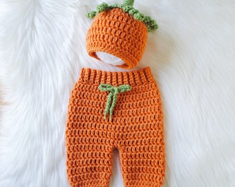 Pumpkin Hat, Newborn Pumpkin Costume, Baby Halloween Costume, Baby Pumpkin Costume, Crochet Pumpkin Hat, Thanksgiving Hat, Newborn Outfit