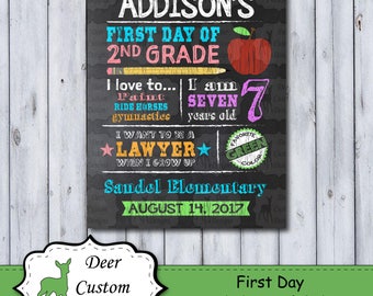 First Day of School Sign | Printable First Day | School Sign | Any Grade | Back to School Sign | First Day of School | Chalkboard Sign