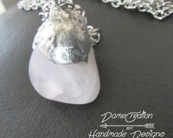Rose Quartz Necklace - Soldered Jewelry - Gemstone Necklace - Artisan Necklace - Artistic Jewelry - Designer Jewelry - One of a Kind Jewelry