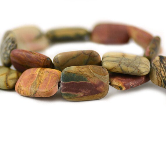 Red Creek Jasper Matte Rounded Edge Rectangle Earthy Brown Red