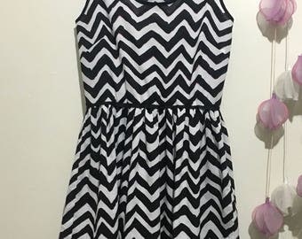 Black and White Zig Zag Party Summer Dress