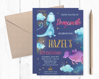 Dragons Invitations, Dragon Invitation, Magic Invitations, Dragons Birthday Invitations, Dragons Birthday Invites, Dragons Invites, Party,