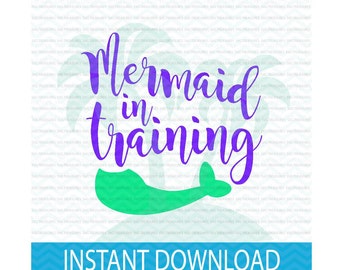 mermaid in training svg, mermaid svg, water baby svg, little mermaid svg, svg files for Silhouette, cuttables, instant download
